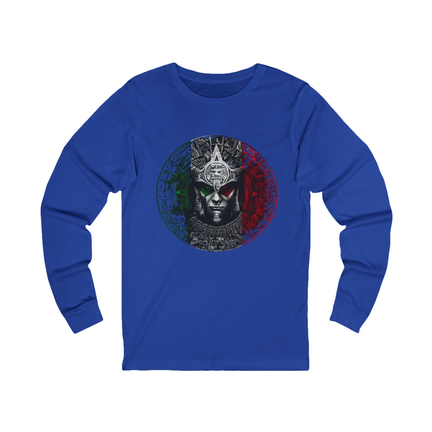 Aztec Calendar Warrior Unisex Long Sleeve Shirt | Perfect for Festivals or Gifts, Unique Statement Apparel