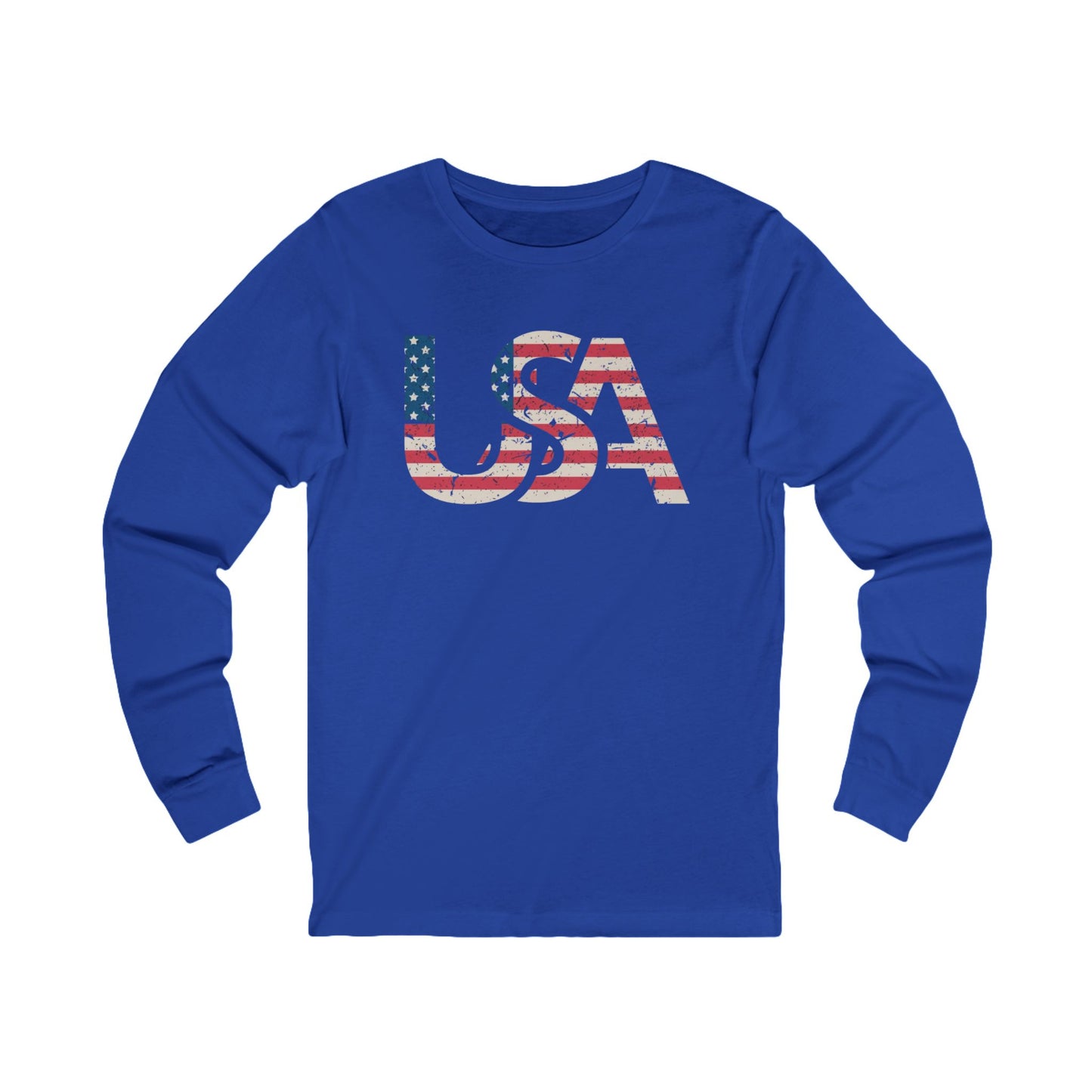 USA Distressed Flag Long Sleeve Shirt | Casual Wear, Patriotic Gift, Gift for Him or Her
