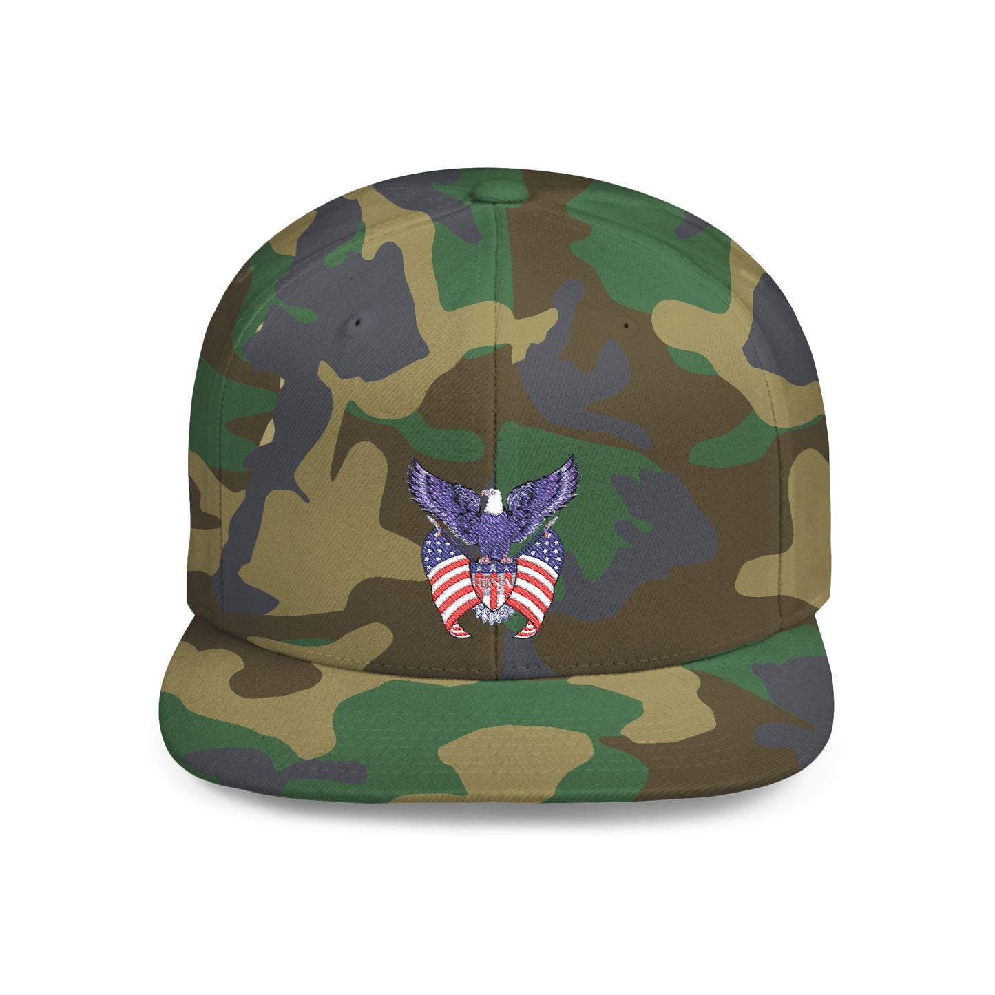 USA Patriotic Eagle Flat Bill Snapback Baseball Cap (Embroidery) | American Pride Apparel, Casual Wear, Unisex