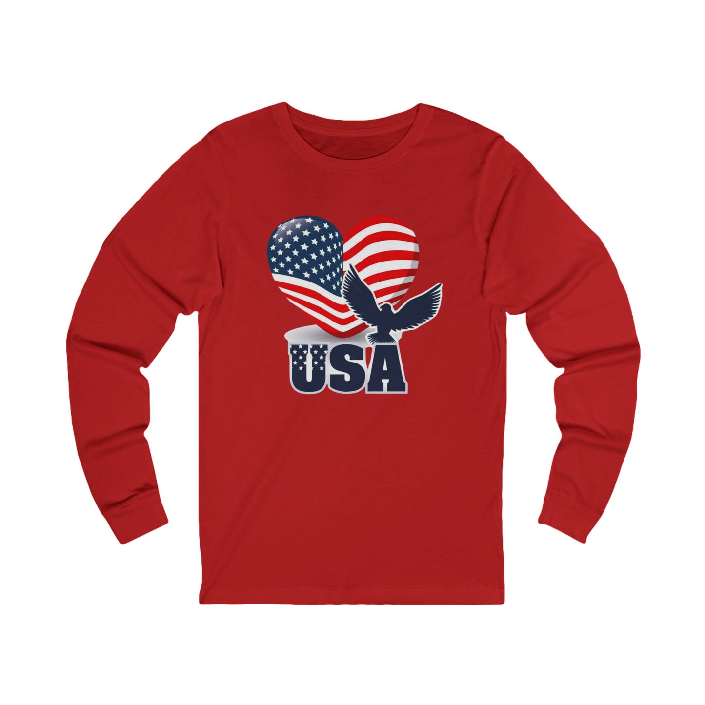 USA Heart Flag Long Sleeve Shirt | Patriotic Outfit, Gift for Him/Her, American Apparel Pride
