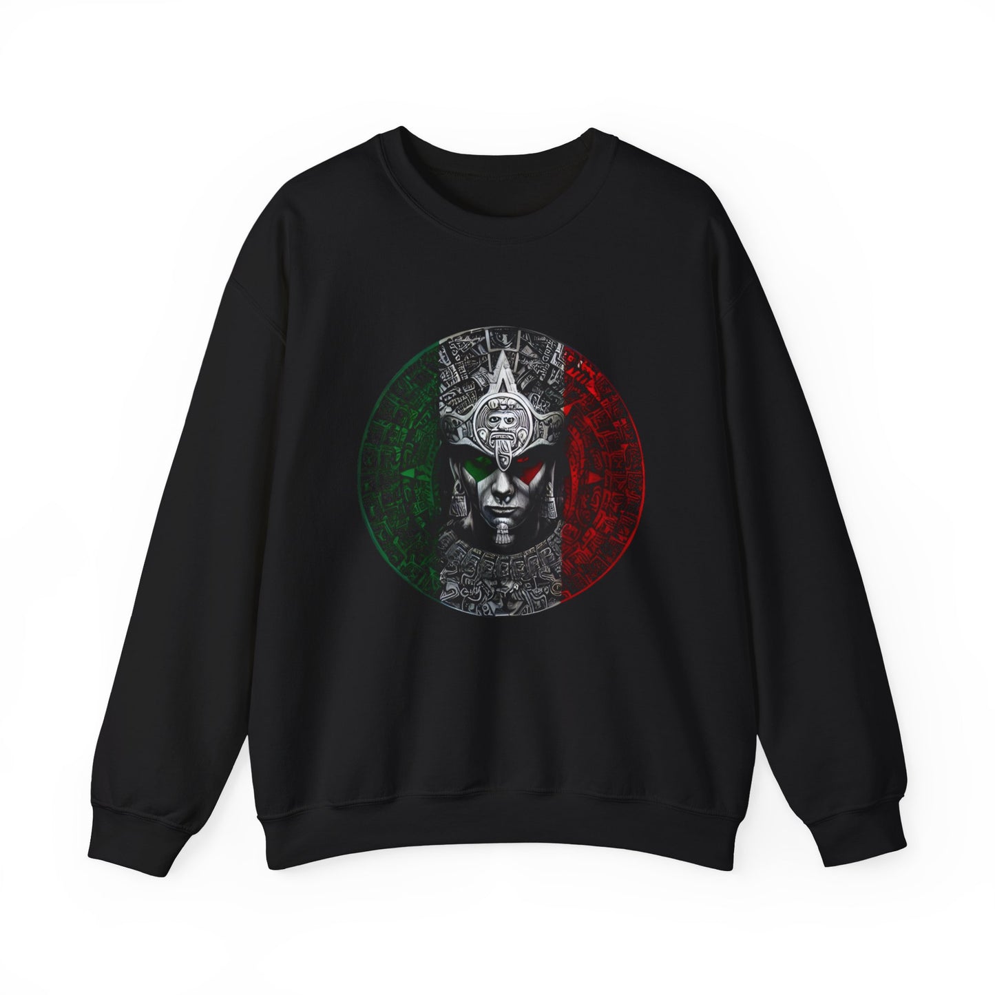 Aztec Calendar Warrior Crewneck Sweatshirt | Vintage Design, Unisex Sweater, Unique Apparel