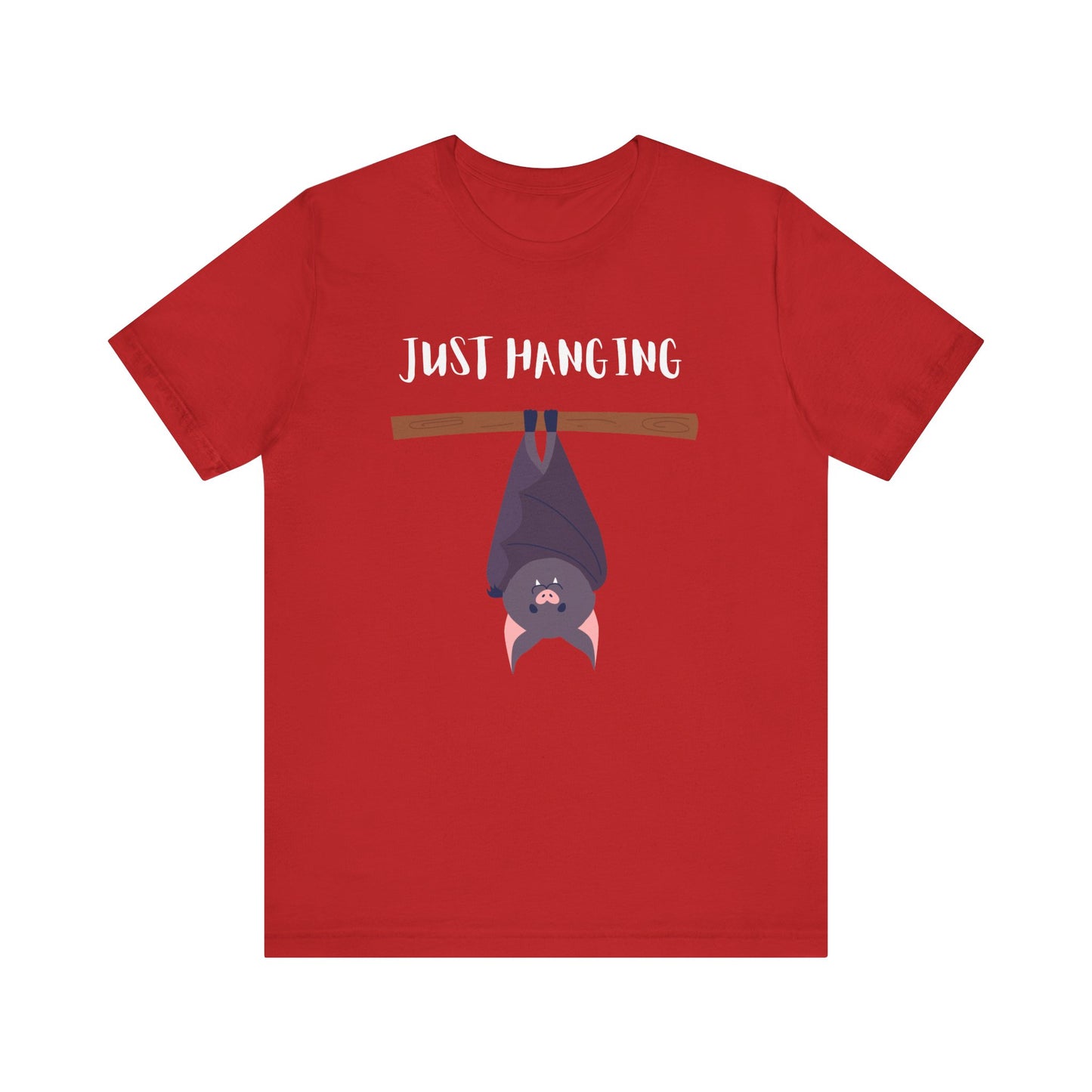 Fun Bat Just Hanging Cute Animal T-Shirt | Halloween Apparel, Gift for Bat Lovers, Casual Wear, Graphic Tee