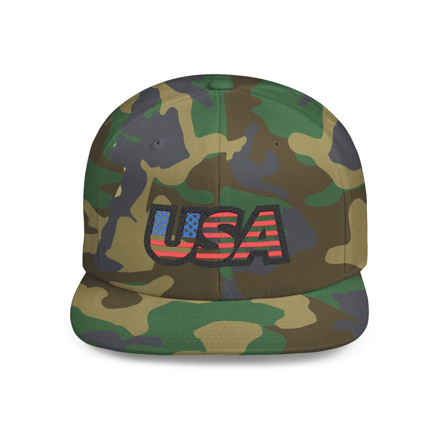 USA Flat Bill Snapback Baseball Cap (Embroidery) | Patriotic Cap for Events, Festival Gear, Casual Streetwear