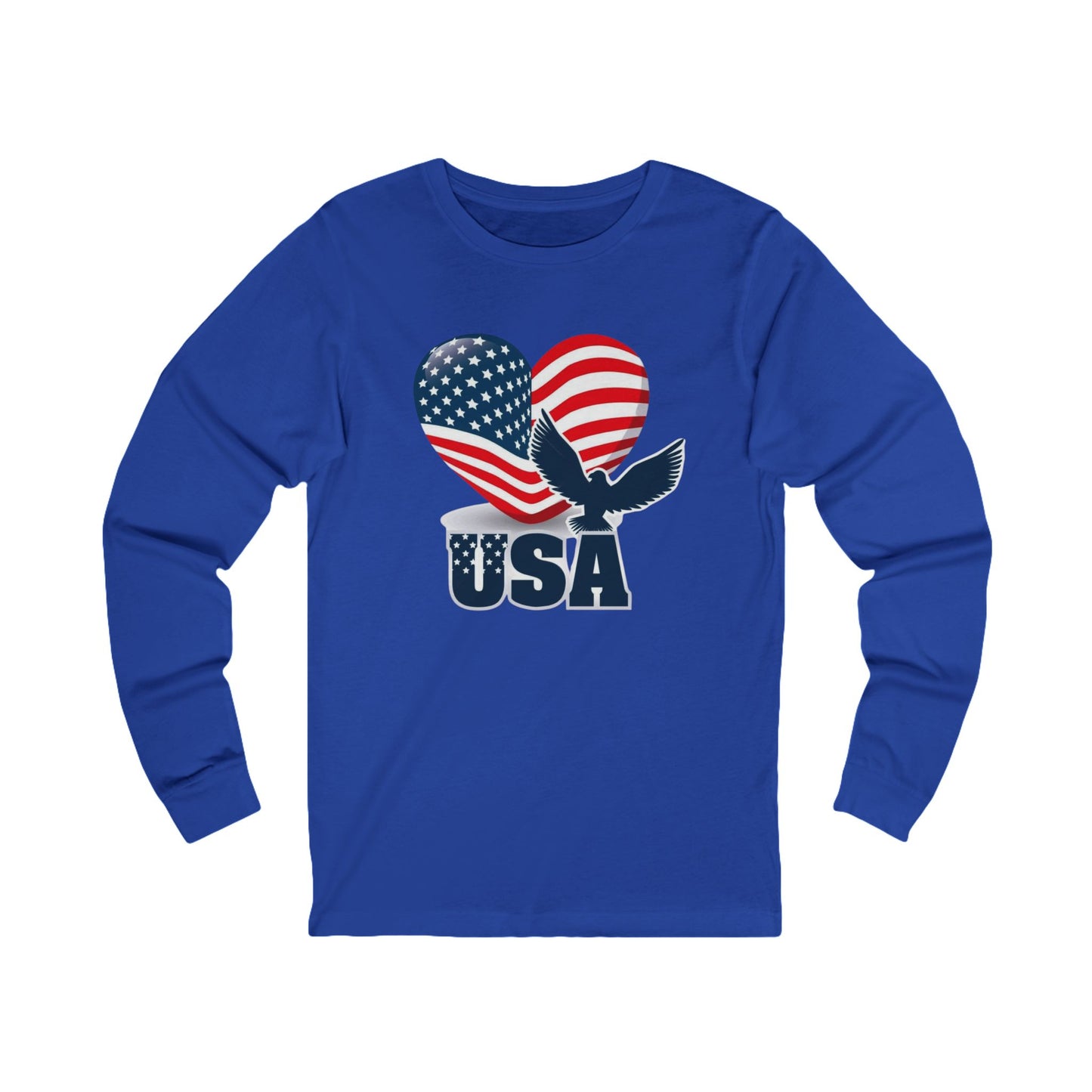 USA Heart Flag Long Sleeve Shirt | Patriotic Outfit, Gift for Him/Her, American Apparel Pride