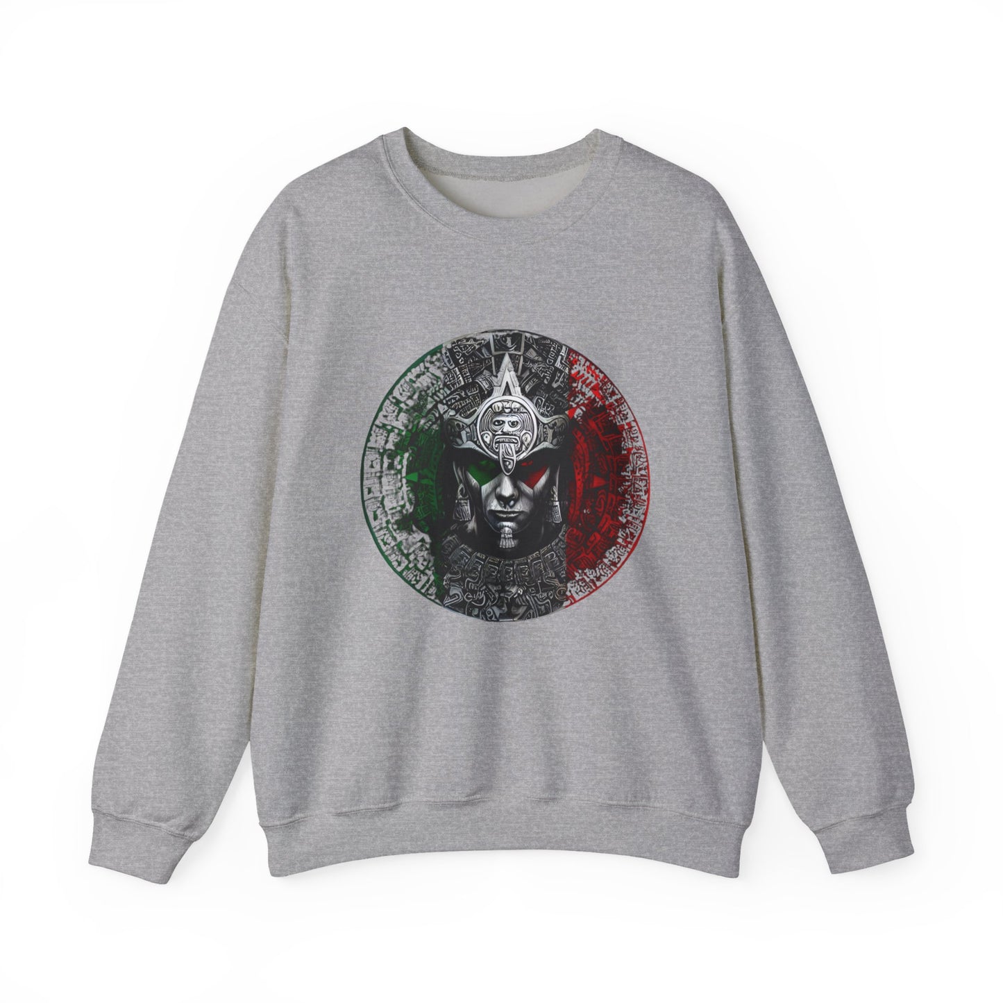 Aztec Calendar Warrior Crewneck Sweatshirt | Vintage Design, Unisex Sweater, Unique Apparel
