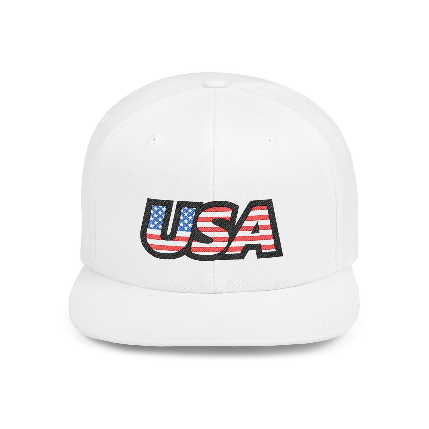 USA Flat Bill Snapback Baseball Cap (Embroidery) | Patriotic Cap for Events, Festival Gear, Casual Streetwear