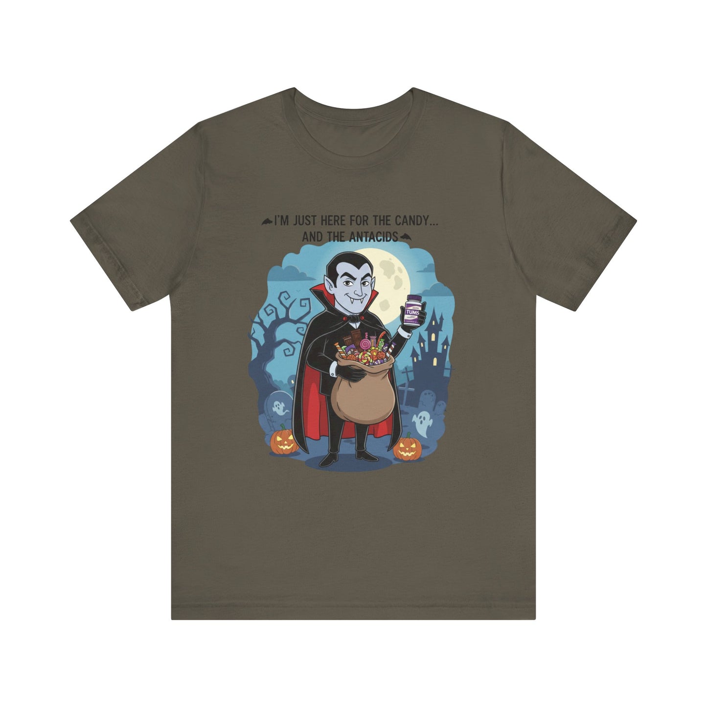 Halloween Candy Dracula T-Shirt | Funny Vampire Tee, Spooky Fall Apparel, Trick or Treat Gift For Him