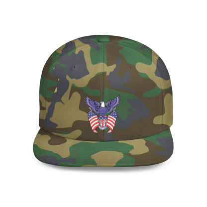 USA Patriotic Eagle Flat Bill Snapback Baseball Cap (Embroidery)  | American Pride Apparel, Casual Wear, Unisex