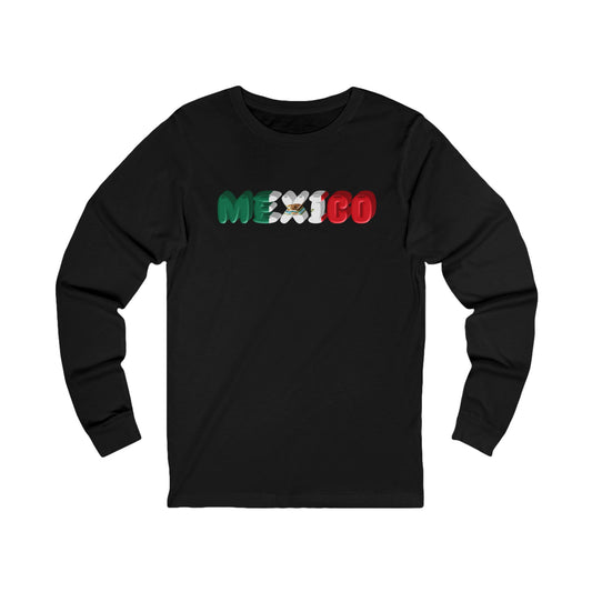 Mexico Flag Inspired Unisex Long Sleeve Shirt | Gift for Travelers, Vacation Outfit, Mexican Independence Day