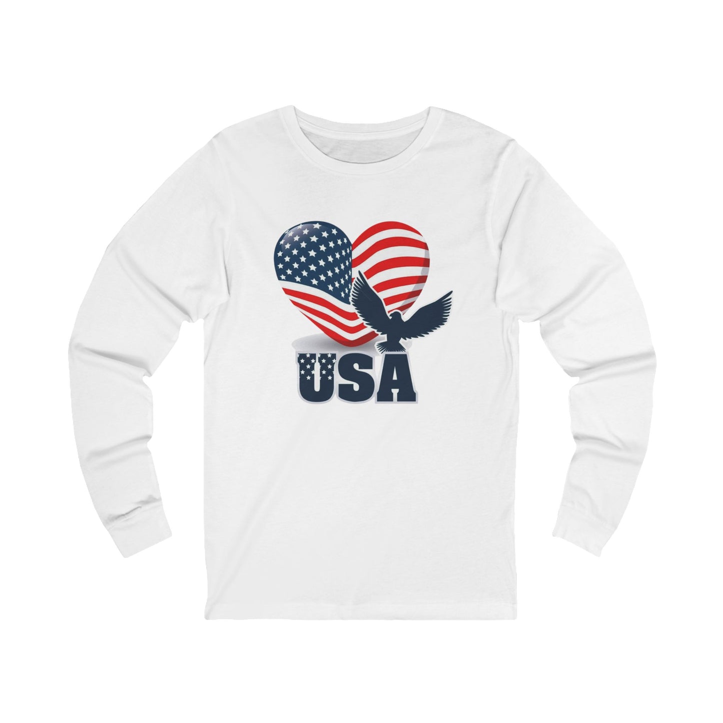 USA Heart Flag Long Sleeve Shirt | Patriotic Outfit, Gift for Him/Her, American Apparel Pride