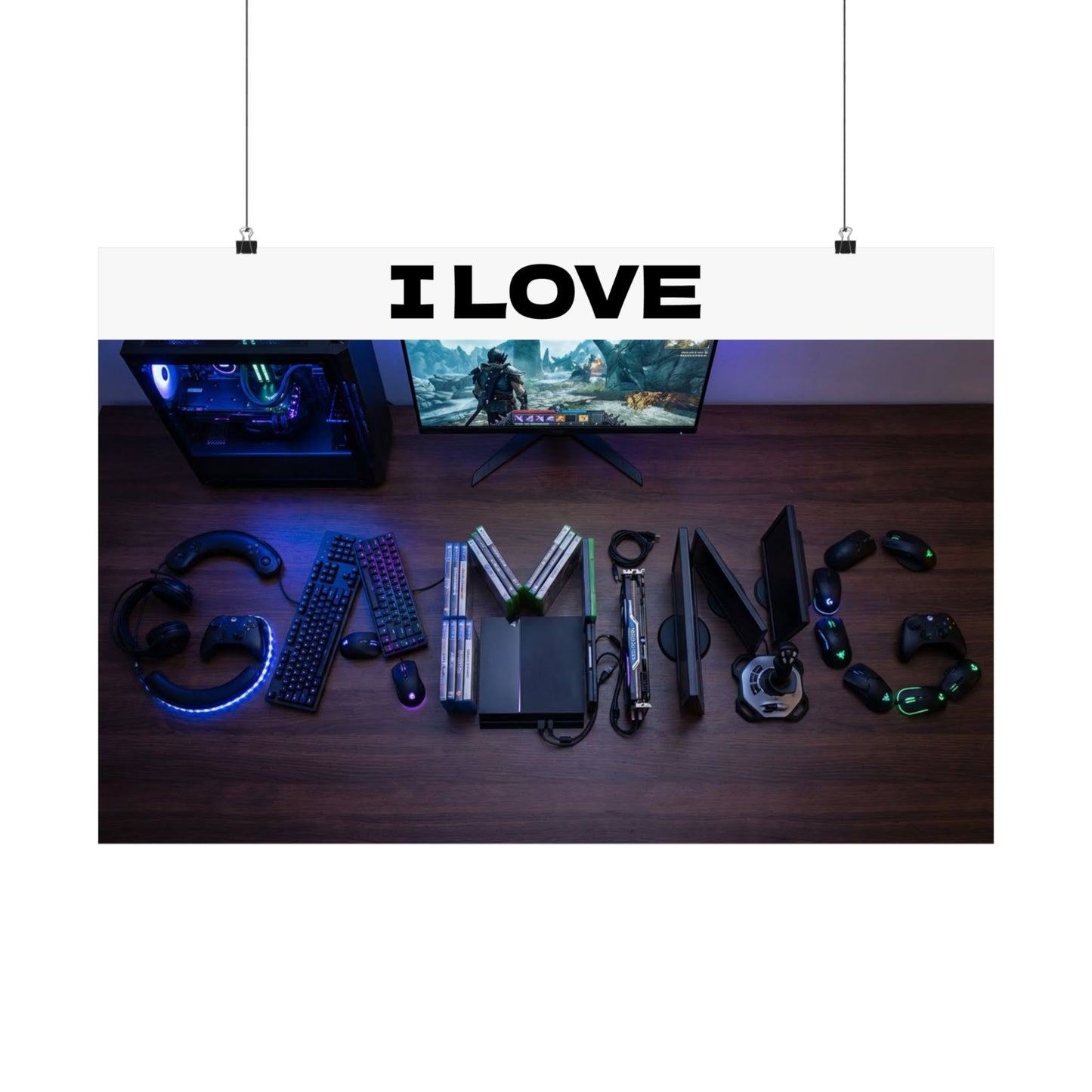 I Love Gaming Matte Horizontal Poster | Gamer Setup Wall Art