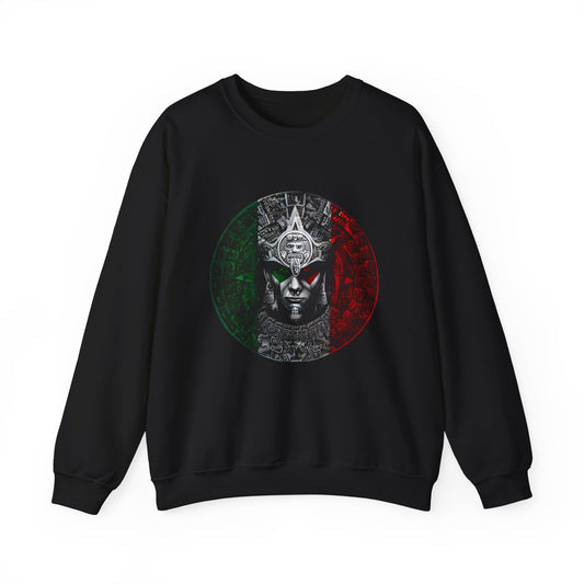 Aztec Calendar Warrior Crewneck Sweatshirt | Vintage Design, Unisex Sweater, Unique Apparel
