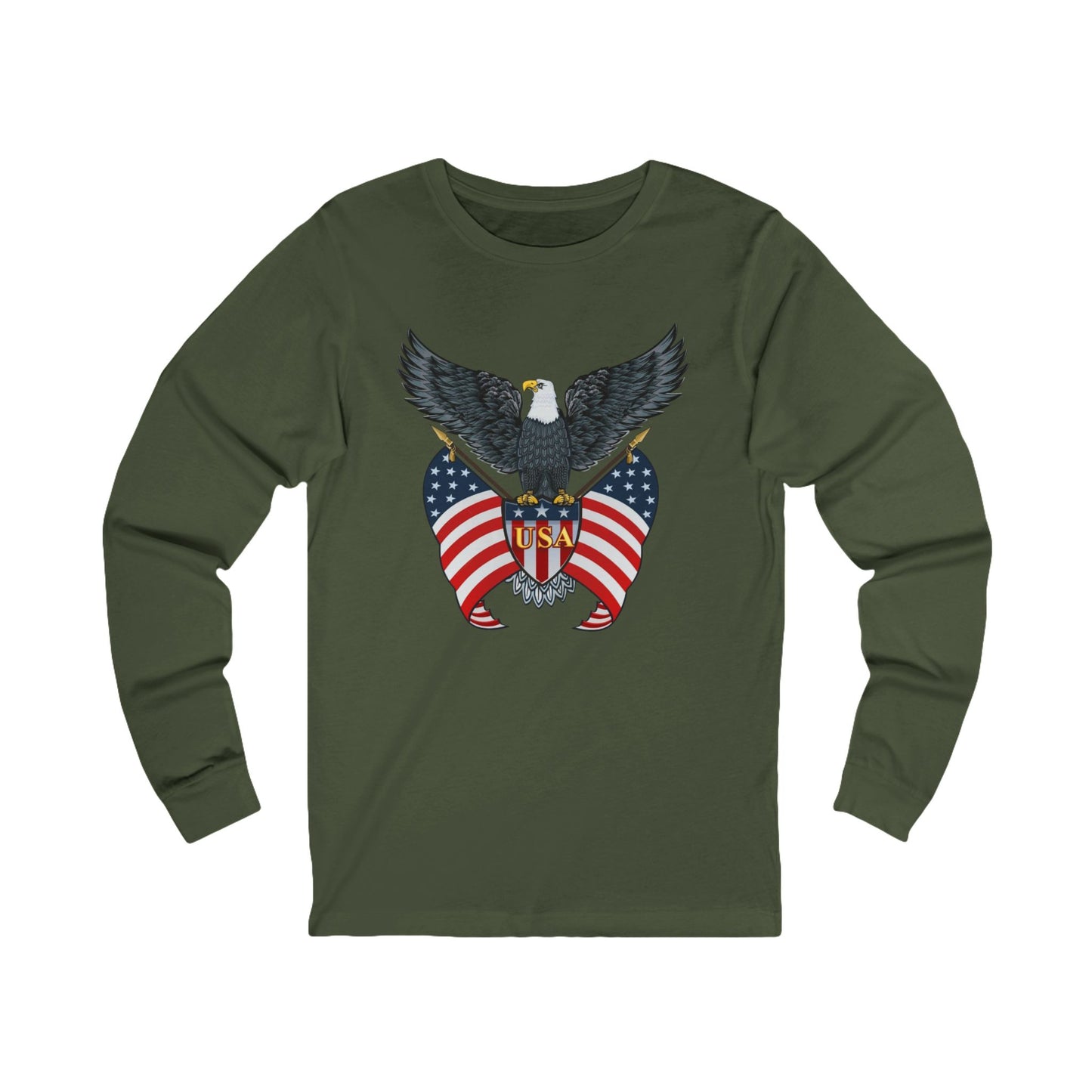 USA Patriotic Eagle Long Sleeve Shirt | American Pride Apparel, Gift for Veterans, Casual Wear, Unisex