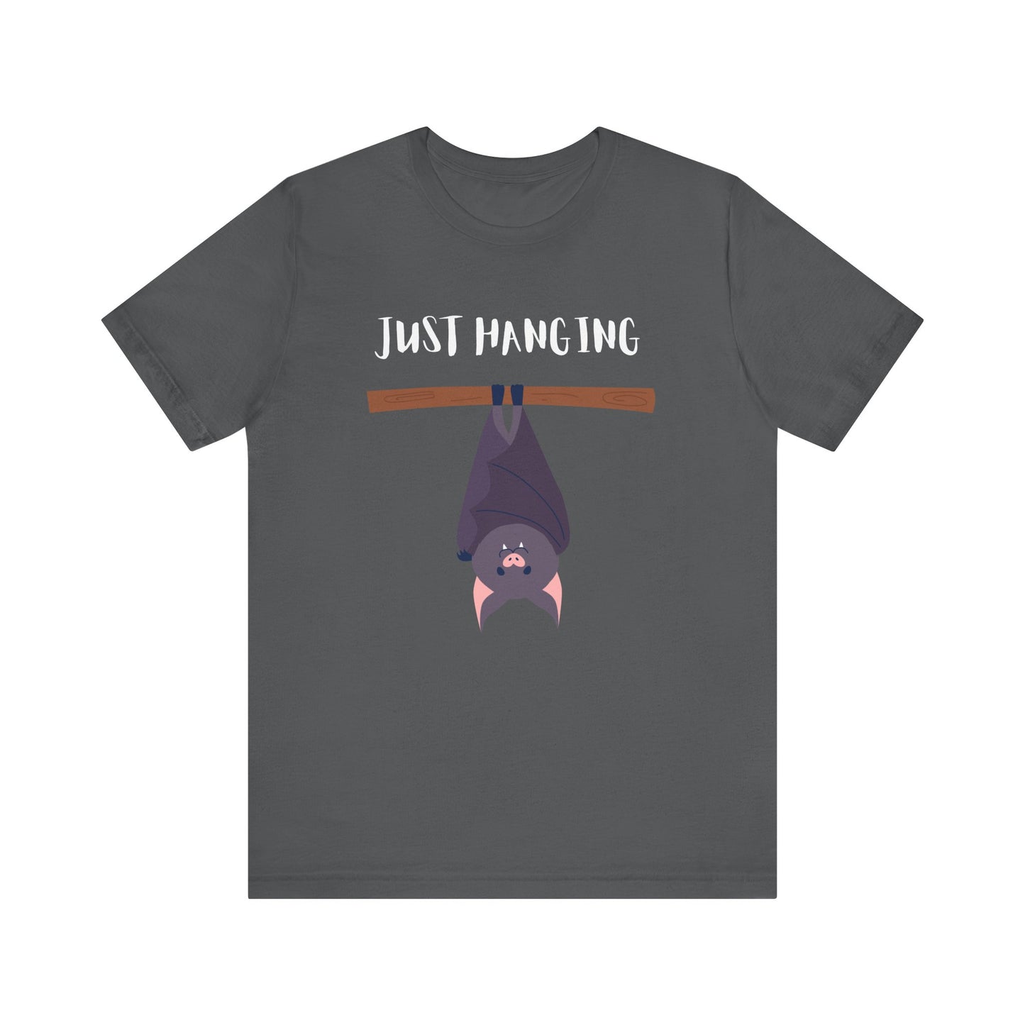Fun Bat Just Hanging Cute Animal T-Shirt | Halloween Apparel, Gift for Bat Lovers, Casual Wear, Graphic Tee