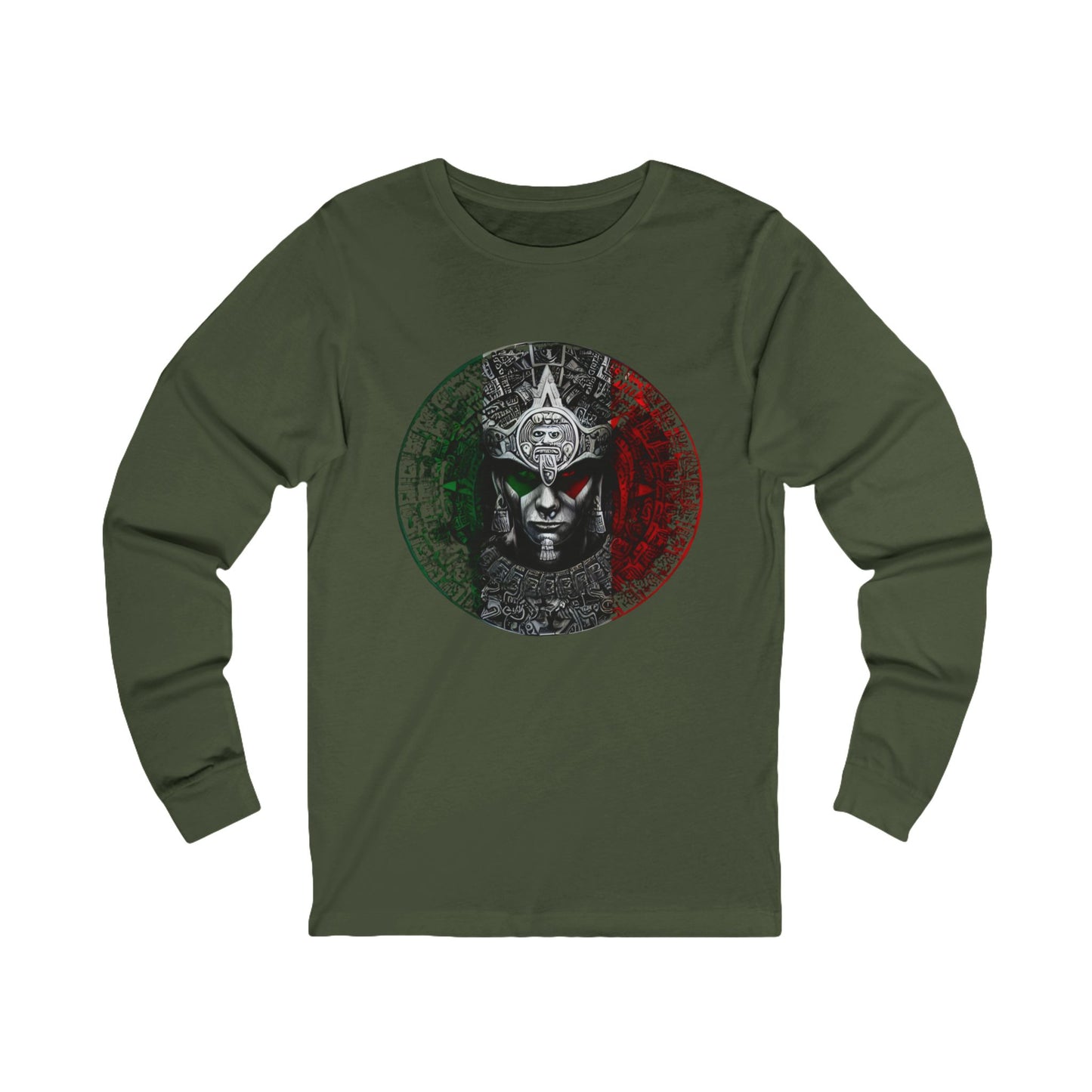 Aztec Calendar Warrior Unisex Long Sleeve Shirt | Perfect for Festivals or Gifts, Unique Statement Apparel