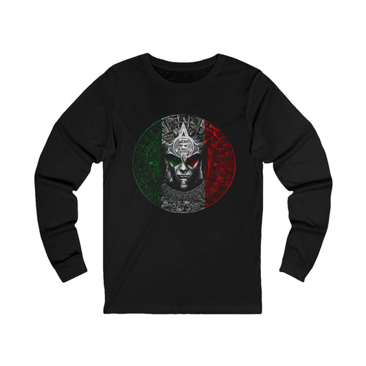 Aztec Calendar Warrior Unisex Long Sleeve Shirt | Perfect for Festivals or Gifts, Unique Statement Apparel