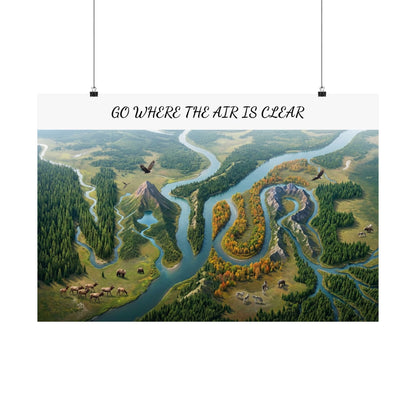 Nature Landscape Poster  | "Go Where the Air Is Clear" Matte Horizontal Wall Art