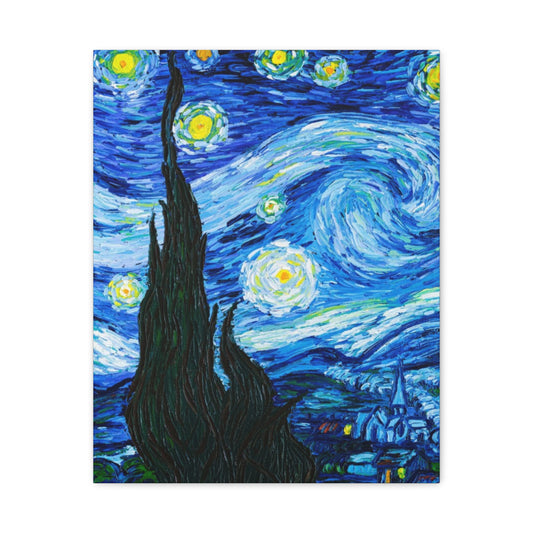 Starry Night Canvas Art Print, Wall Decor | Home Office Decoration, Gift for Art Lovers, Van Gogh Inspired Canvas