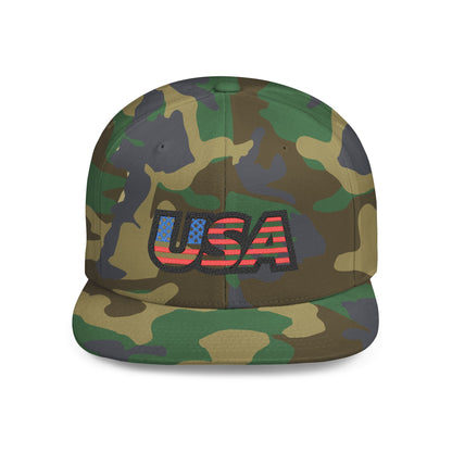 USA Flat Bill Snapback Baseball Cap (Embroidery) | Patriotic Cap for Events, Festival Gear, Casual Streetwear