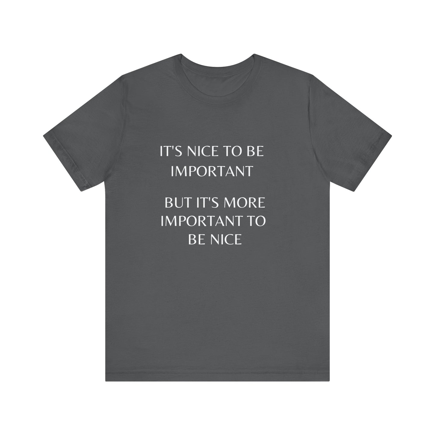 Inspirational Quote Tee - It's Nice to be Important | Perfect for Casual Wear, Gifts, Positive Vibes, Everyday Style, Unisex T-Shirt