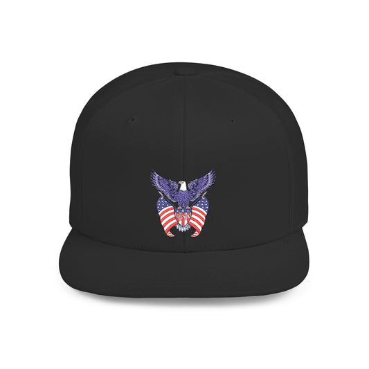 USA Patriotic Eagle Flat Bill Snapback Baseball Cap (Embroidery)  | American Pride Apparel, Casual Wear, Unisex