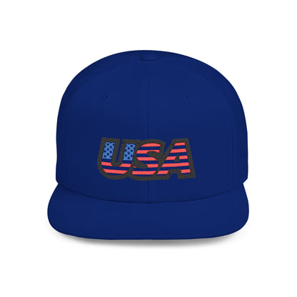 USA Flat Bill Snapback Baseball Cap (Embroidery) | Patriotic Cap for Events, Festival Gear, Casual Streetwear