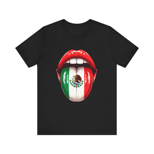 Mexican Flag Tongue | Unisex Jersey Short Sleeve, Fun Fiesta T-Shirt, Culture Celebration Apparel, Gifts for Friends, Summer
