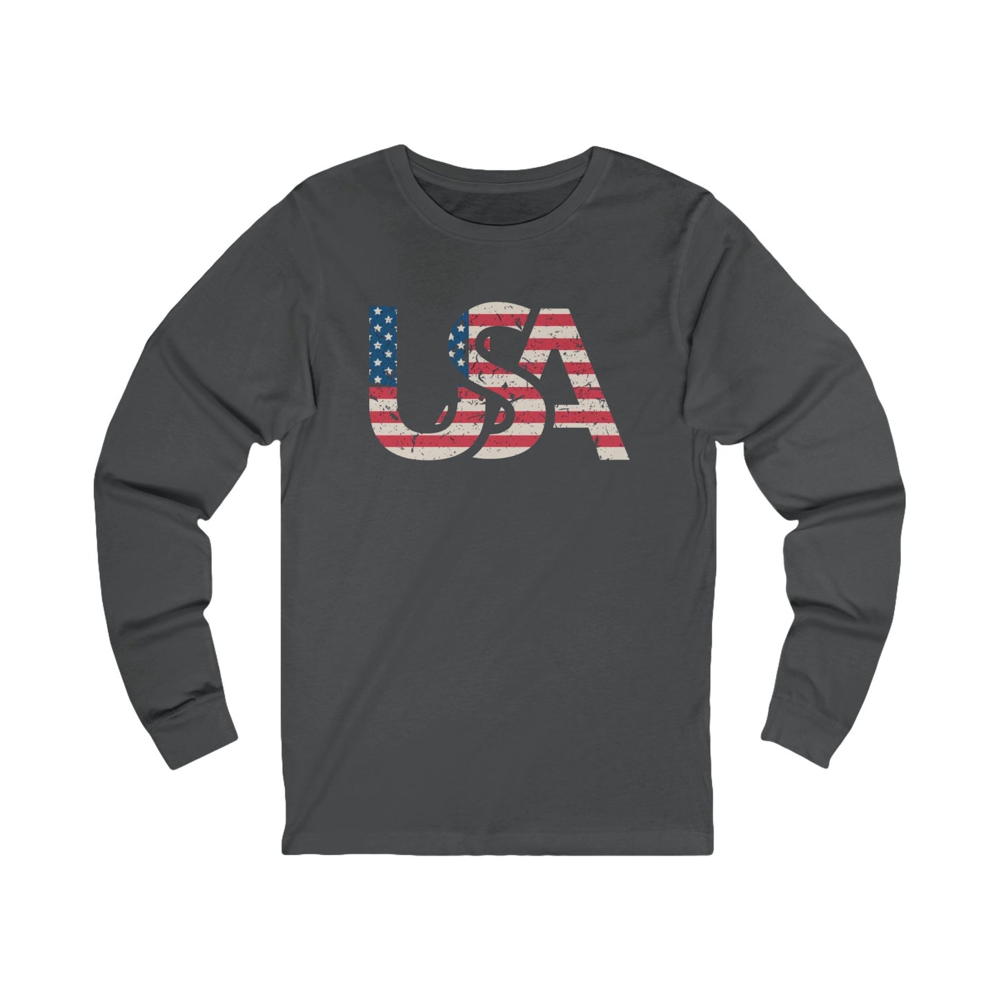 USA Distressed Flag Long Sleeve Shirt | Casual Wear, Patriotic Gift, Gift for Him or Her