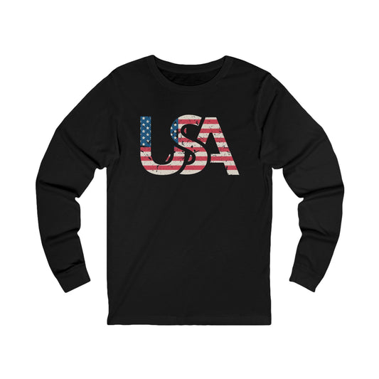 USA Distressed Flag Long Sleeve Shirt | Casual Wear, Patriotic Gift, Gift for Him or Her