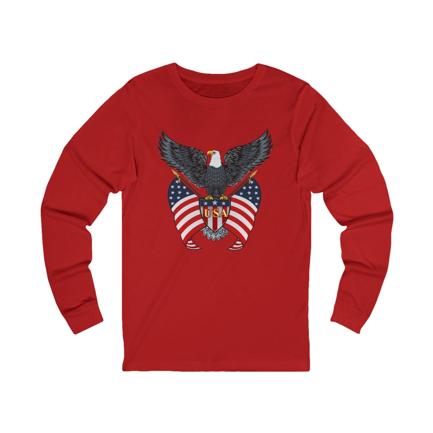 USA Patriotic Eagle Long Sleeve Shirt | American Pride Apparel, Gift for Veterans, Casual Wear, Unisex