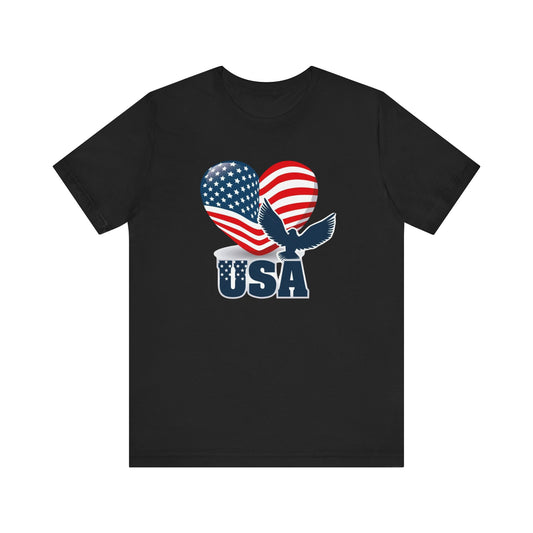 USA Heart Flag T-Shirt | Patriotic Outfit, Gift for Him/Her, American Apparel Pride