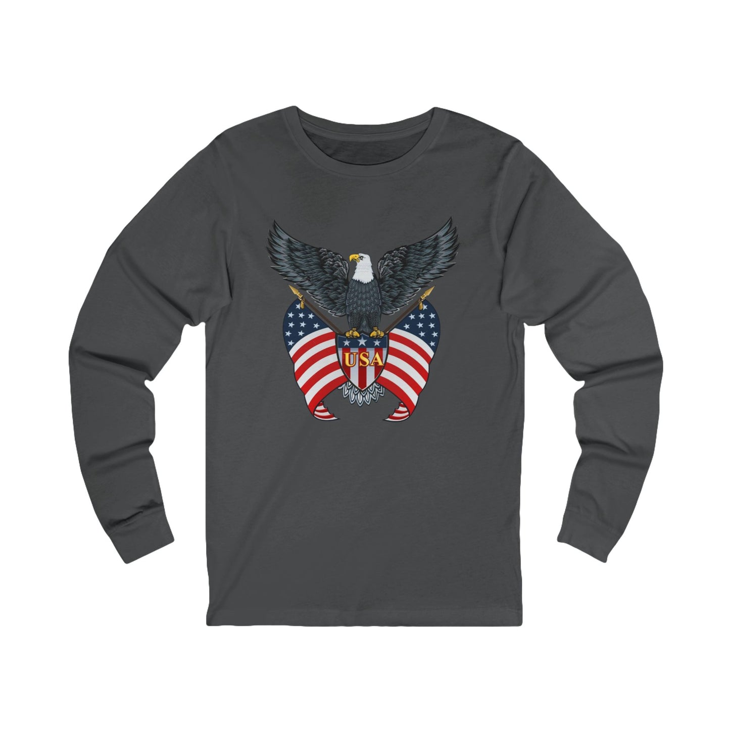USA Patriotic Eagle Long Sleeve Shirt | American Pride Apparel, Gift for Veterans, Casual Wear, Unisex