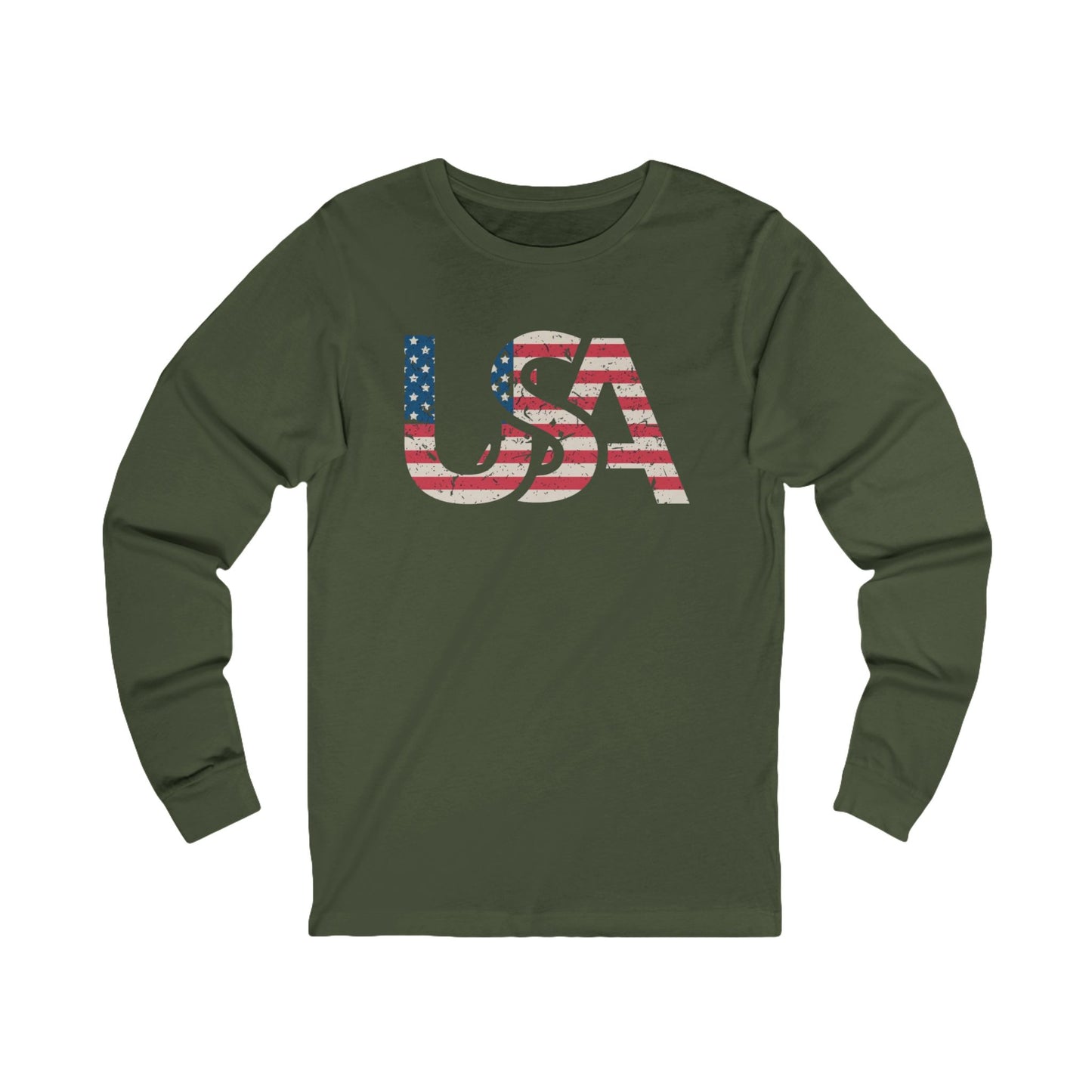 USA Distressed Flag Long Sleeve Shirt | Casual Wear, Patriotic Gift, Gift for Him or Her