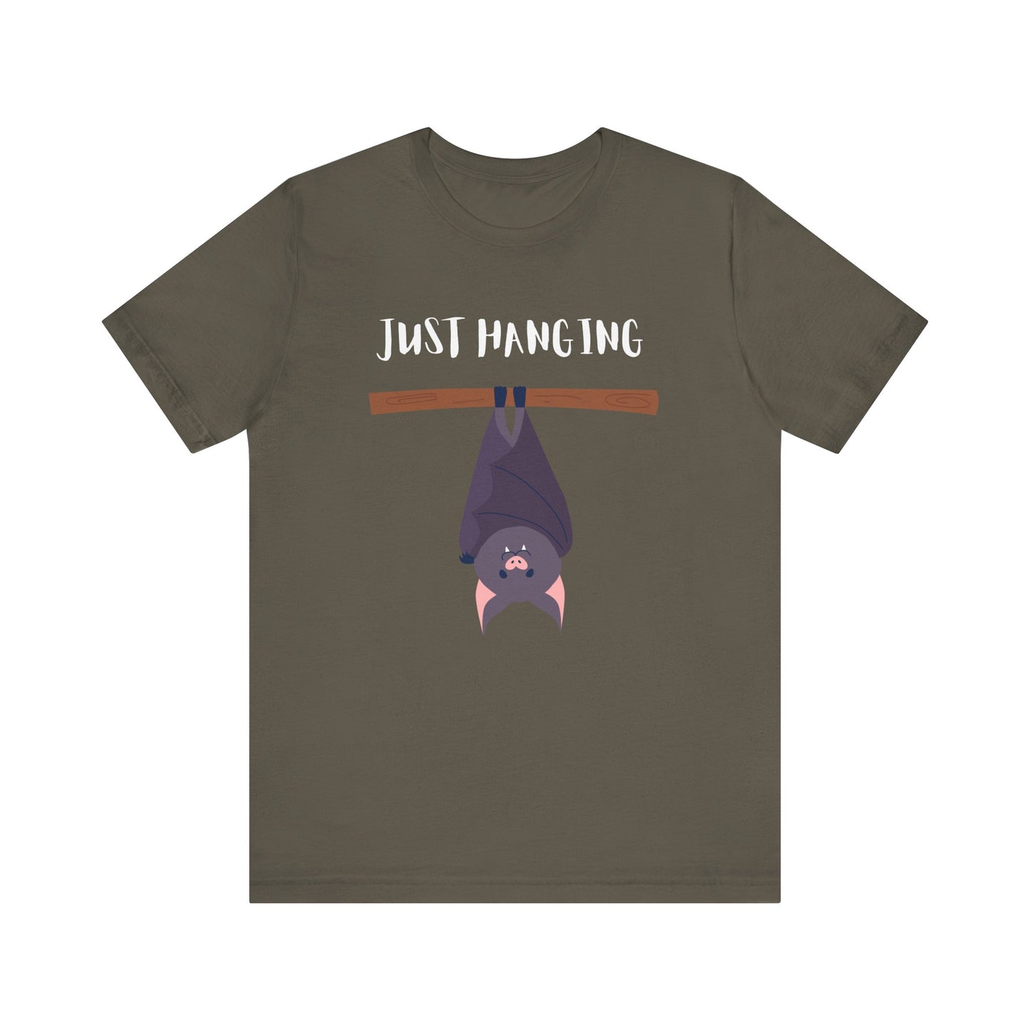 Fun Bat Just Hanging Cute Animal T-Shirt | Halloween Apparel, Gift for Bat Lovers, Casual Wear, Graphic Tee