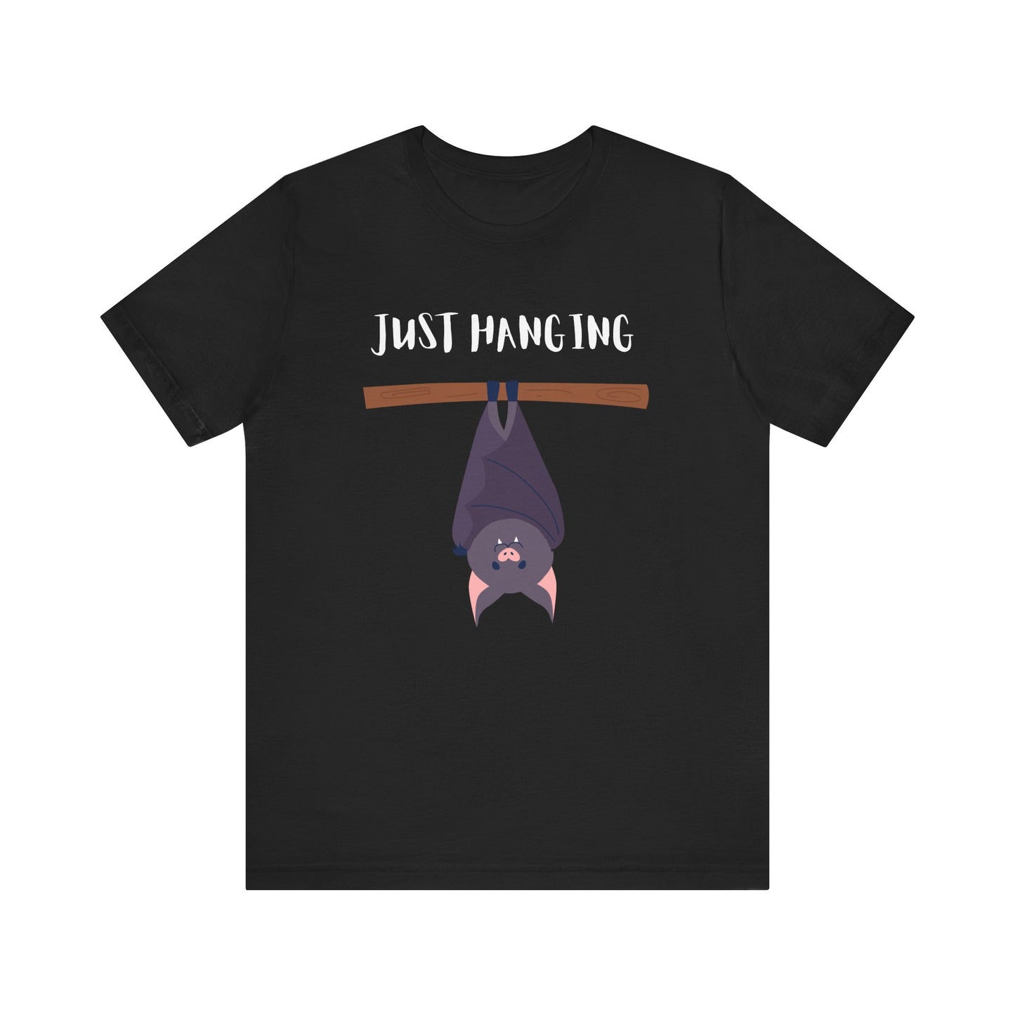 Fun Bat Just Hanging Cute Animal T-Shirt | Halloween Apparel, Gift for Bat Lovers, Casual Wear, Graphic Tee
