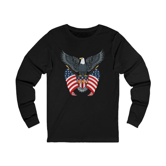 USA Patriotic Eagle Long Sleeve Shirt | American Pride Apparel, Gift for Veterans, Casual Wear, Unisex