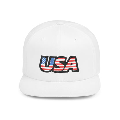USA Flat Bill Snapback Baseball Cap (Embroidery) | Patriotic Cap for Events, Festival Gear, Casual Streetwear