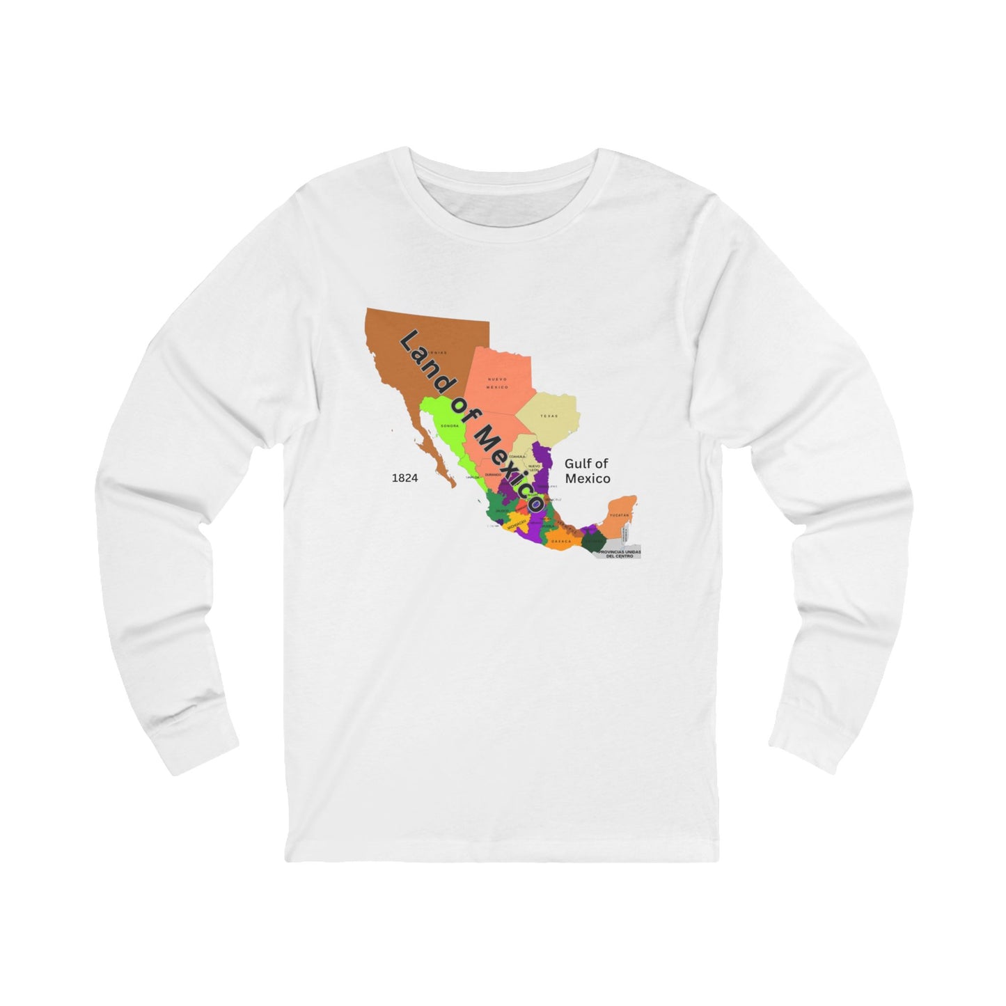 Mexico Map 1824 Unisex Long Sleeve Shirt | Gift for Teachers, Students, Travel Lovers, Educational Apparel
