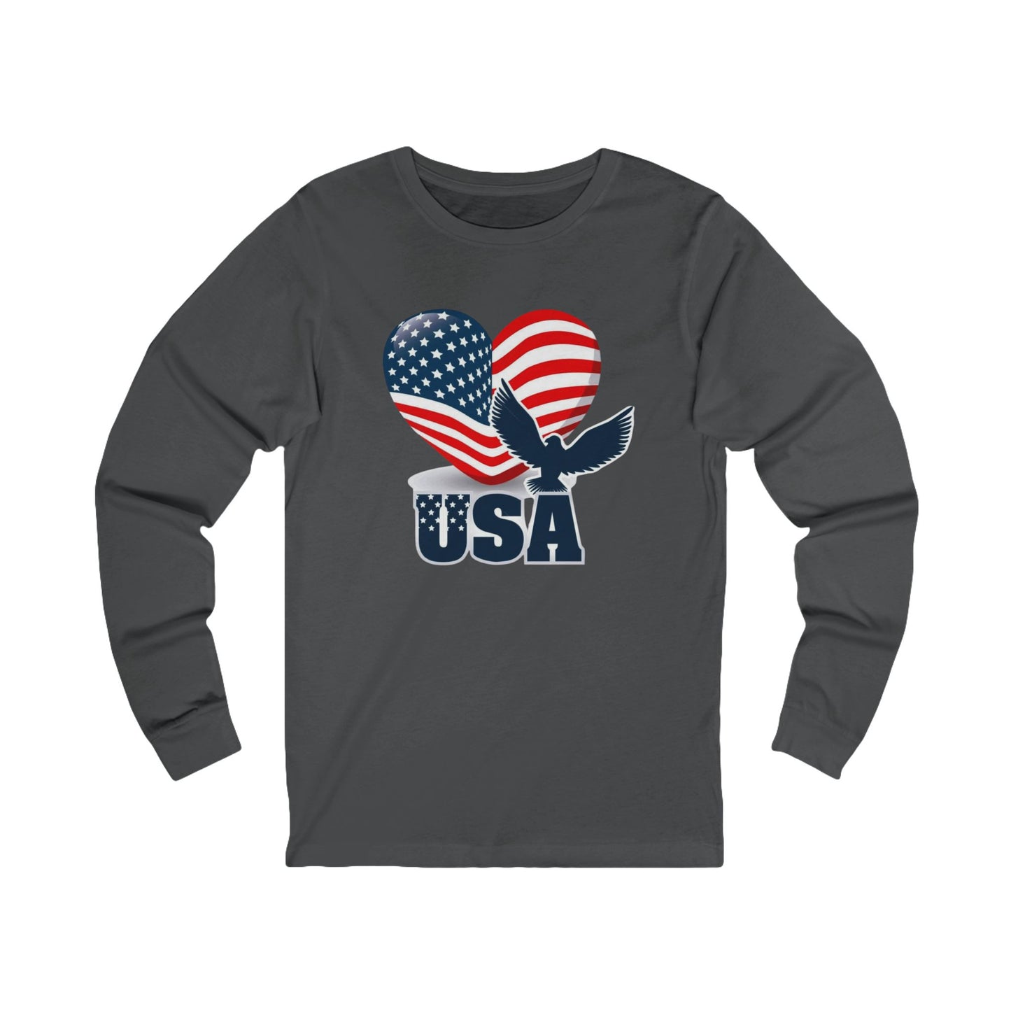 USA Heart Flag Long Sleeve Shirt | Patriotic Outfit, Gift for Him/Her, American Apparel Pride