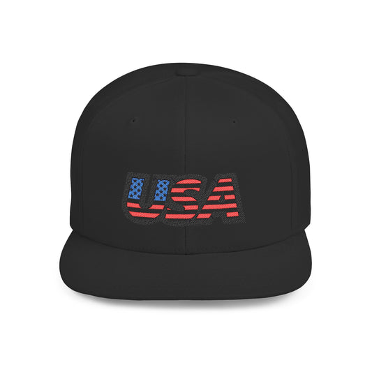 USA Flat Bill Snapback Baseball Cap (Embroidery) | Patriotic Cap for Events, Festival Gear, Casual Streetwear
